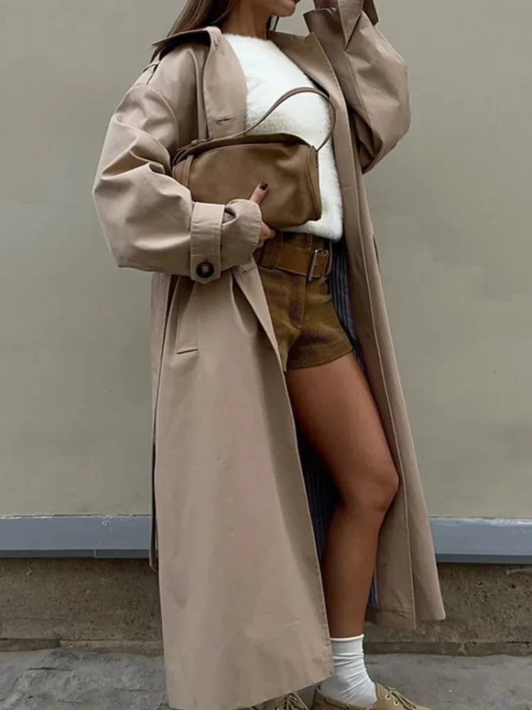 Back To School Joskaa Casual Long Sleeves Lapel Women's Trench Coats Single Breasted Belt Solid Color Windbreaker Lady New Autumn High Street Overcoat