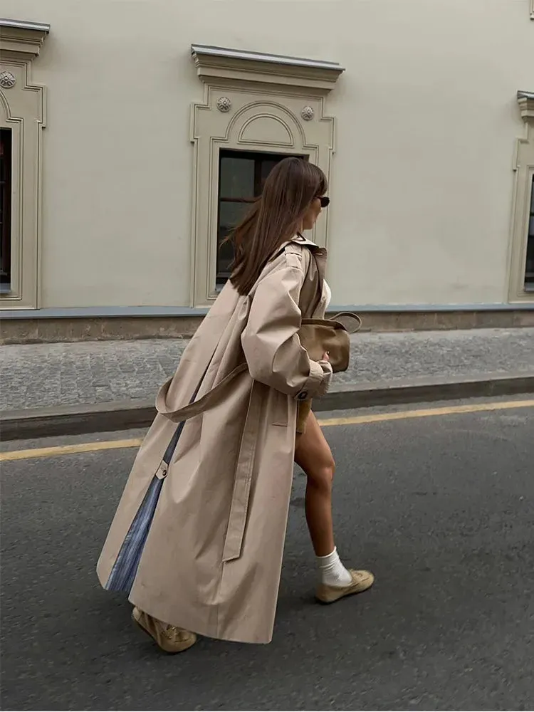 Back To School Joskaa Casual Long Sleeves Lapel Women's Trench Coats Single Breasted Belt Solid Color Windbreaker Lady New Autumn High Street Overcoat