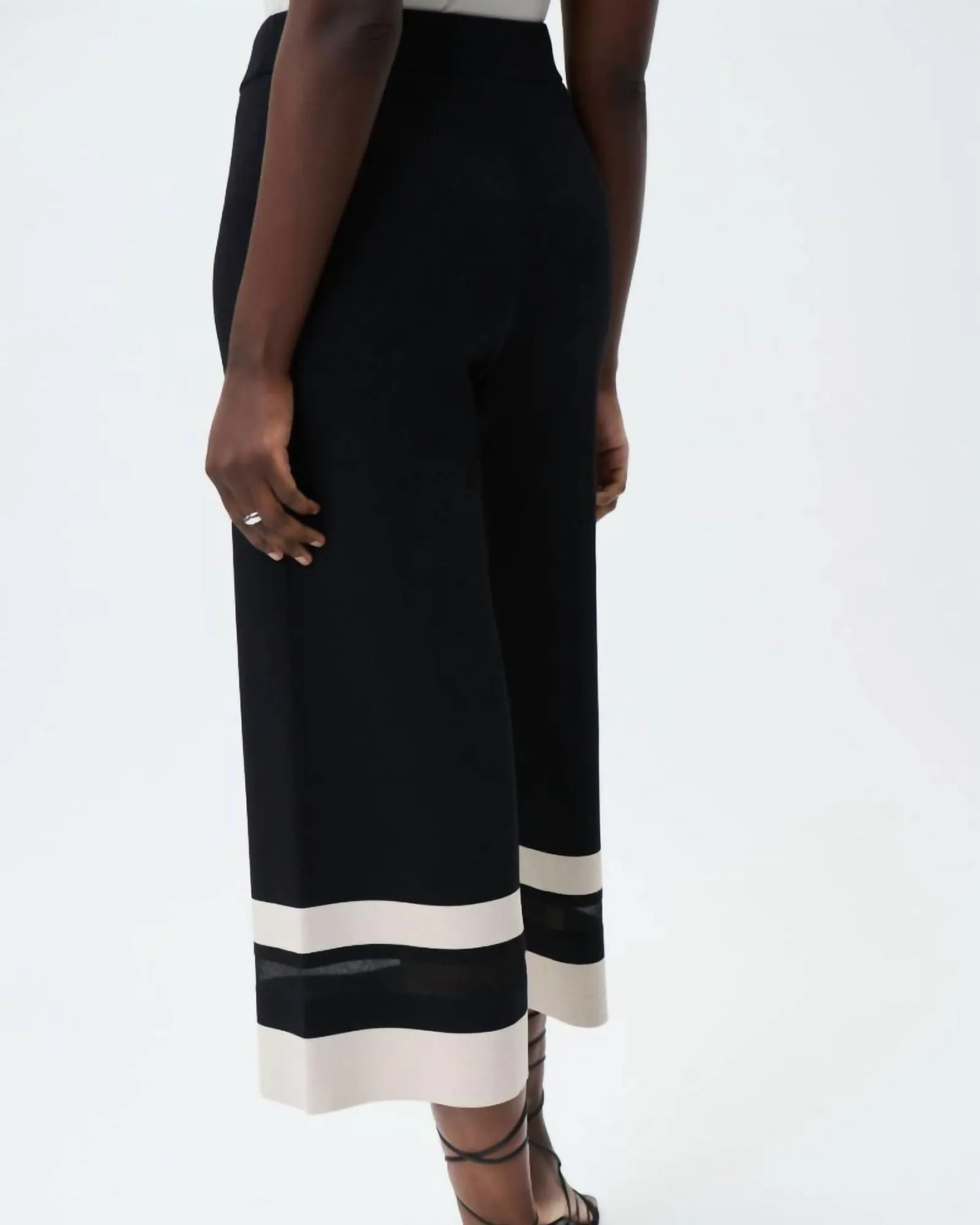 Crop Wide Leg Pants in Black/Moonstone | Black/Moonstone