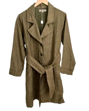 Dark Autumn Shimmer Linen Belted Jacket