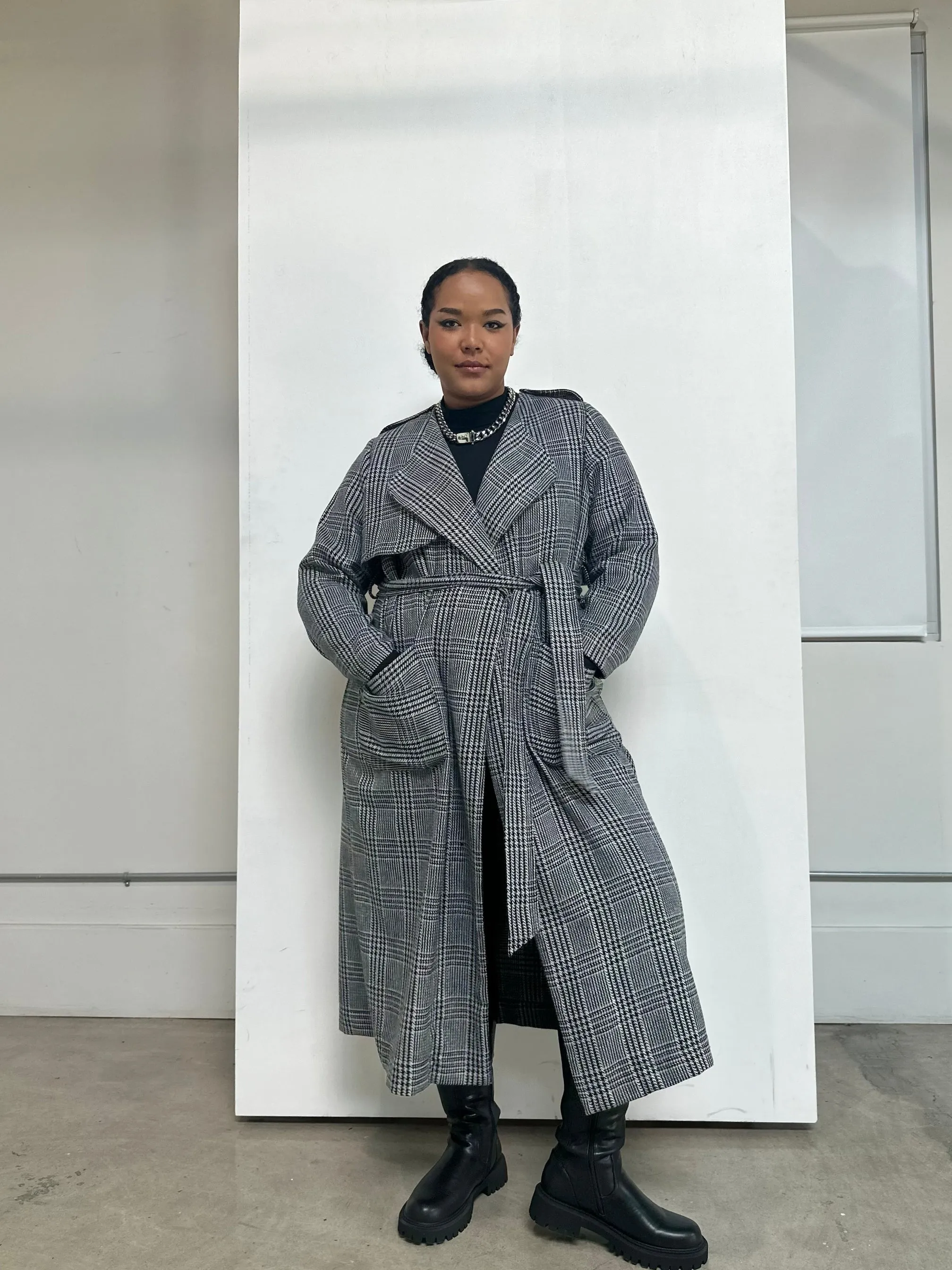 Ele Soft Trench - Houndstooth Plaid - BAACALxBECCA