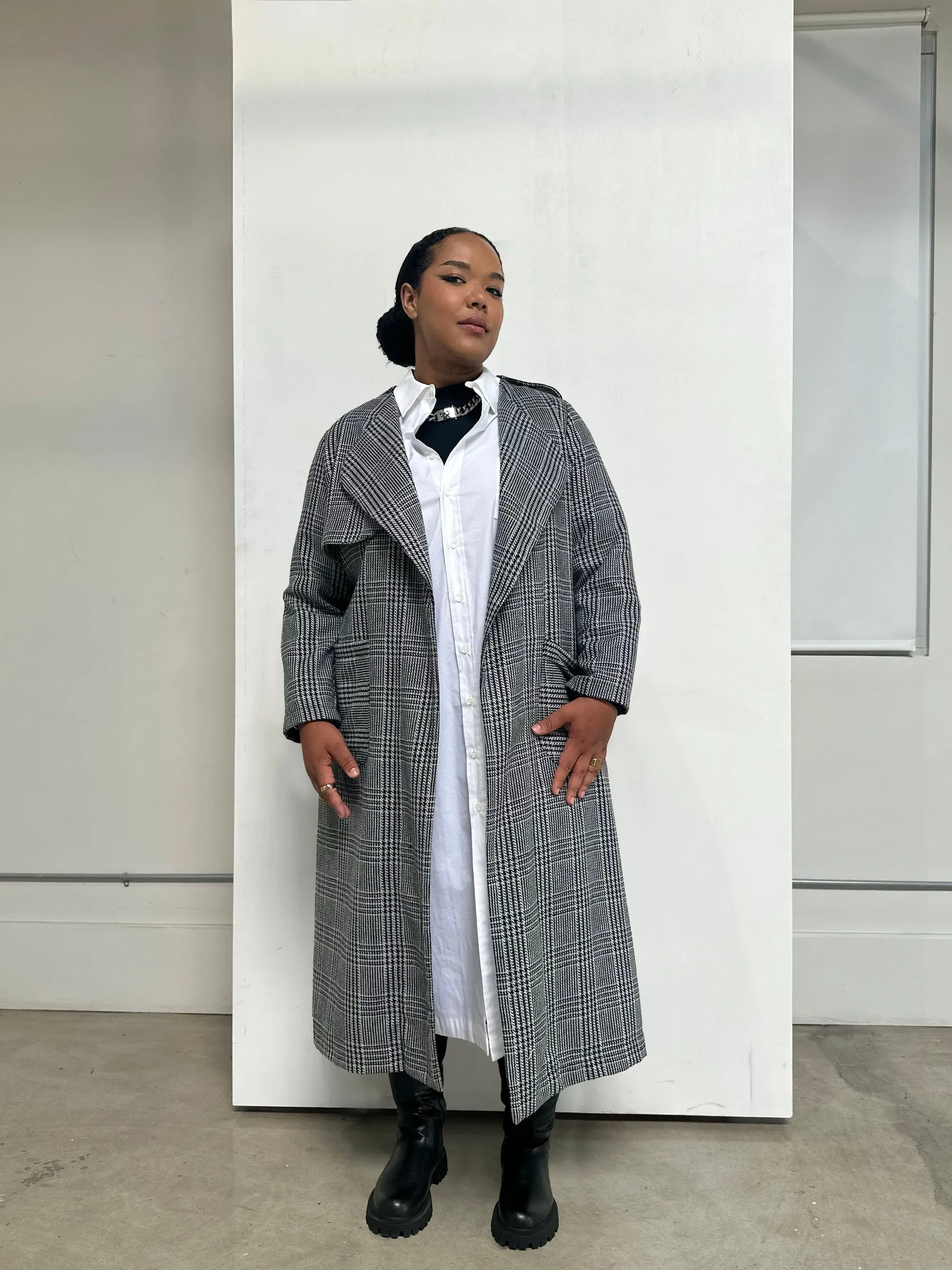 Ele Soft Trench - Houndstooth Plaid - BAACALxBECCA