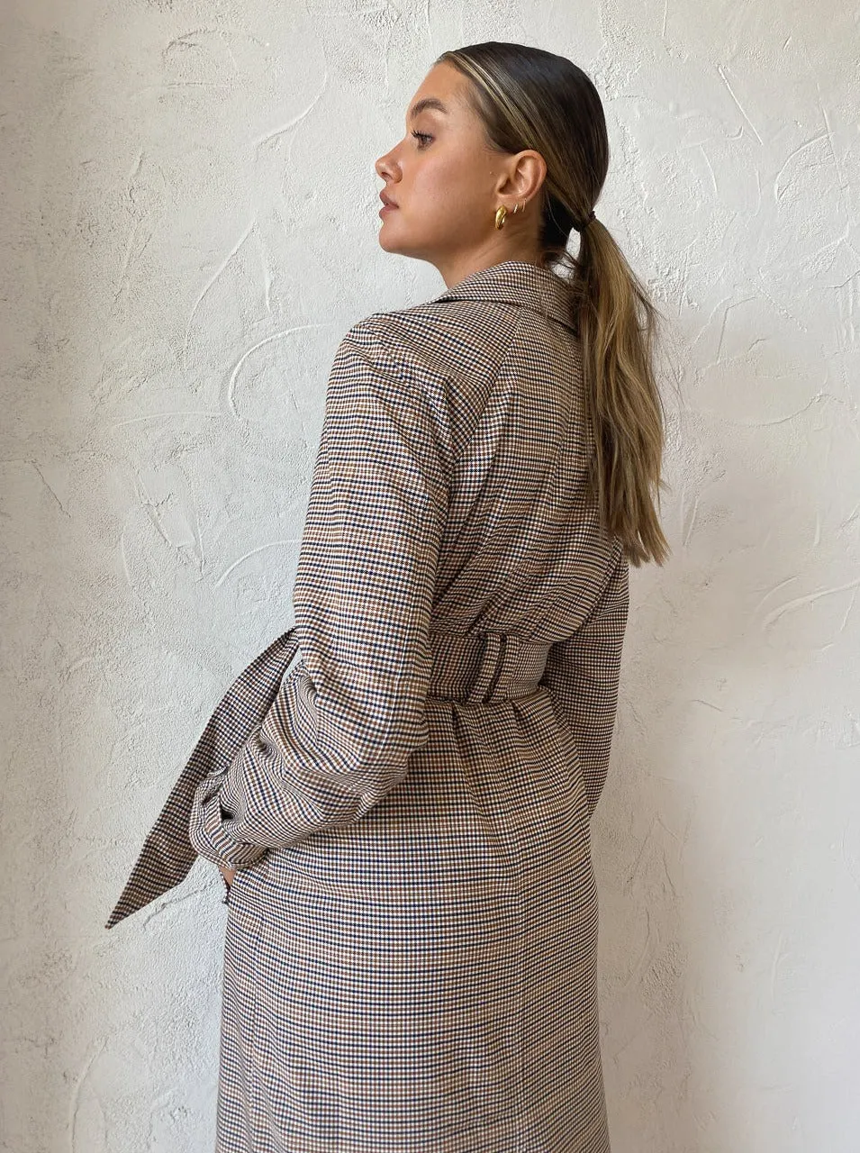 Elka Collective Tabitha Trench in Brown Check
