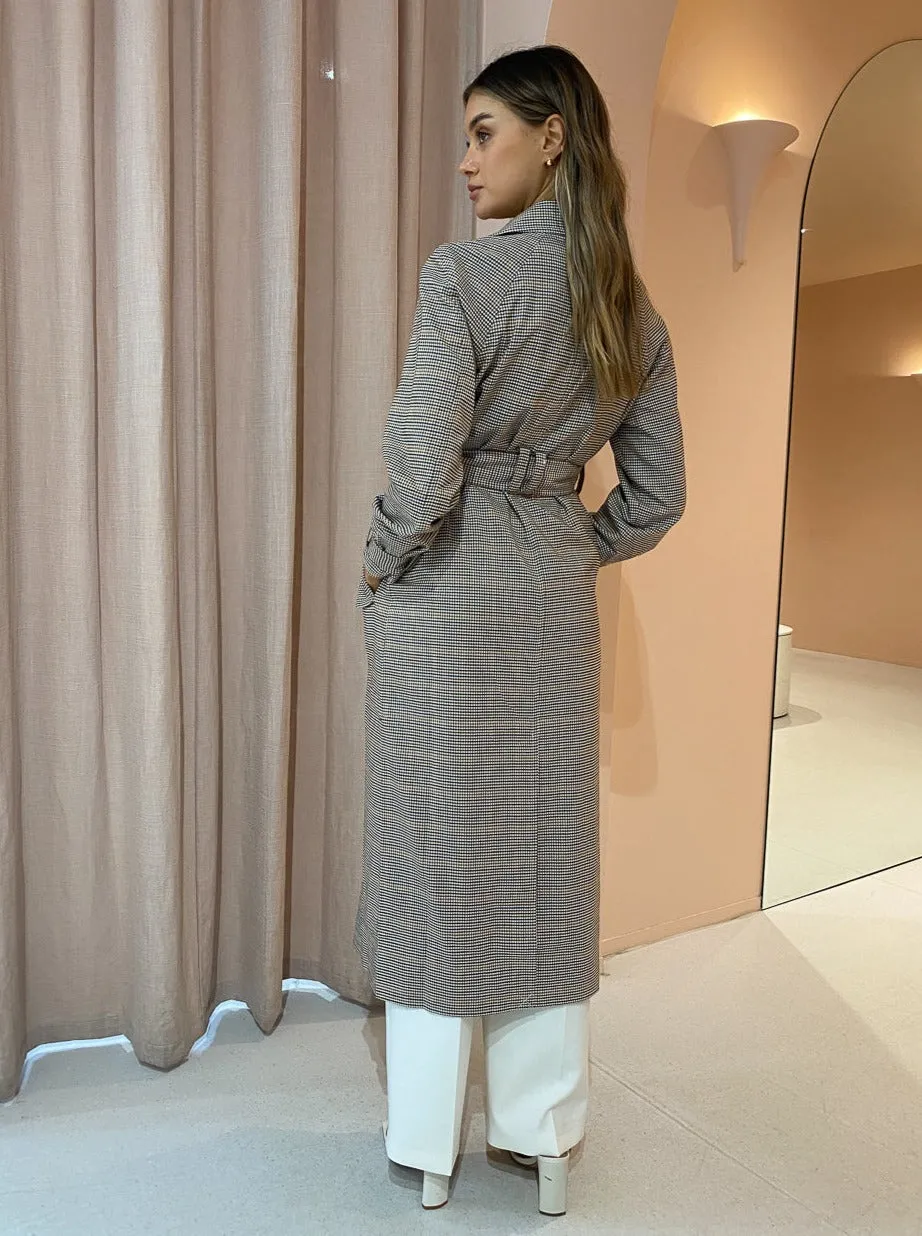 Elka Collective Tabitha Trench in Brown Check