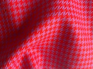 Fire Red & Orchid Hounds-Tooth Virgin Wool Twill (Made in Italy)