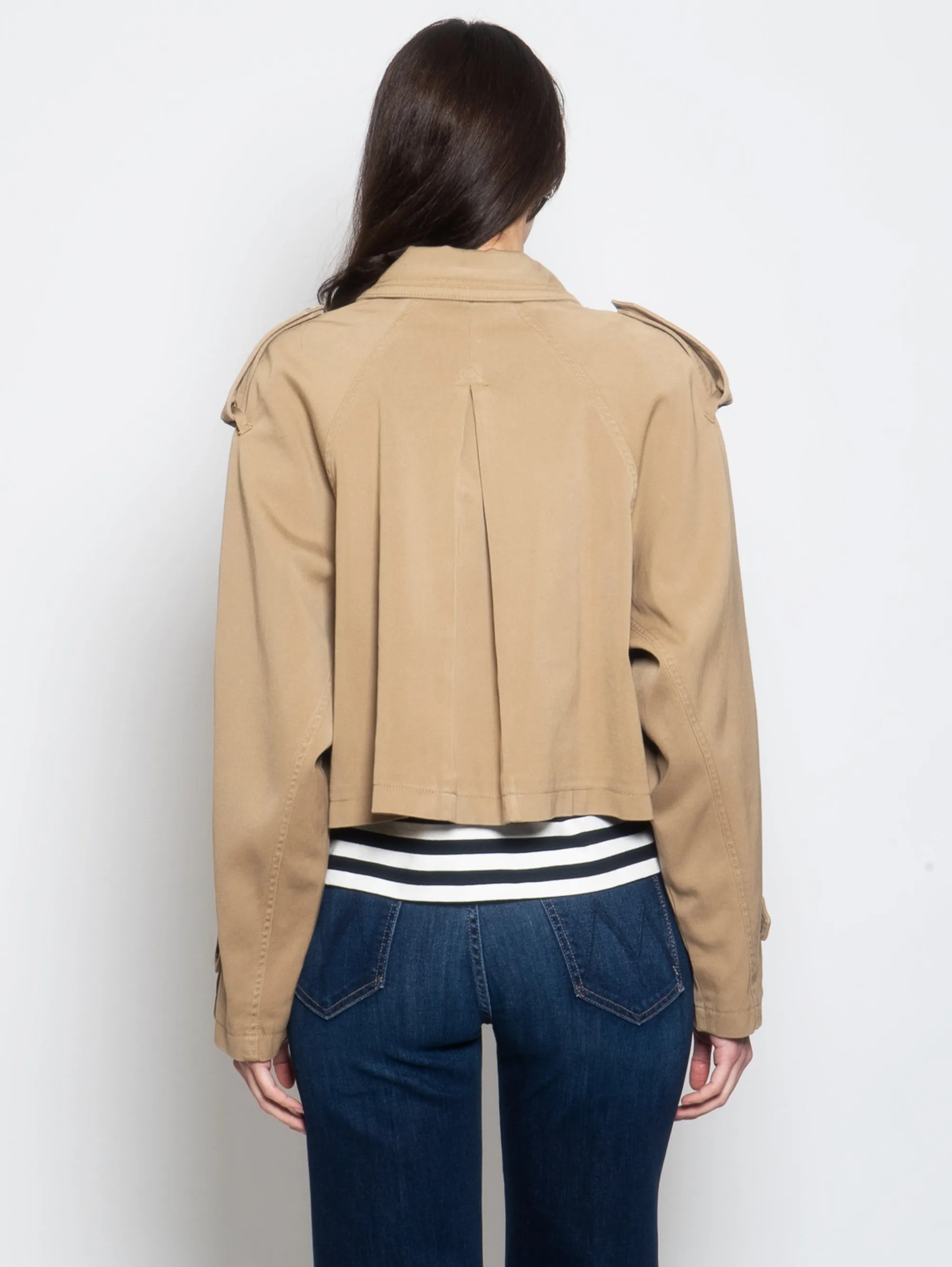 Giacca Corta Stile Trench Marrone
