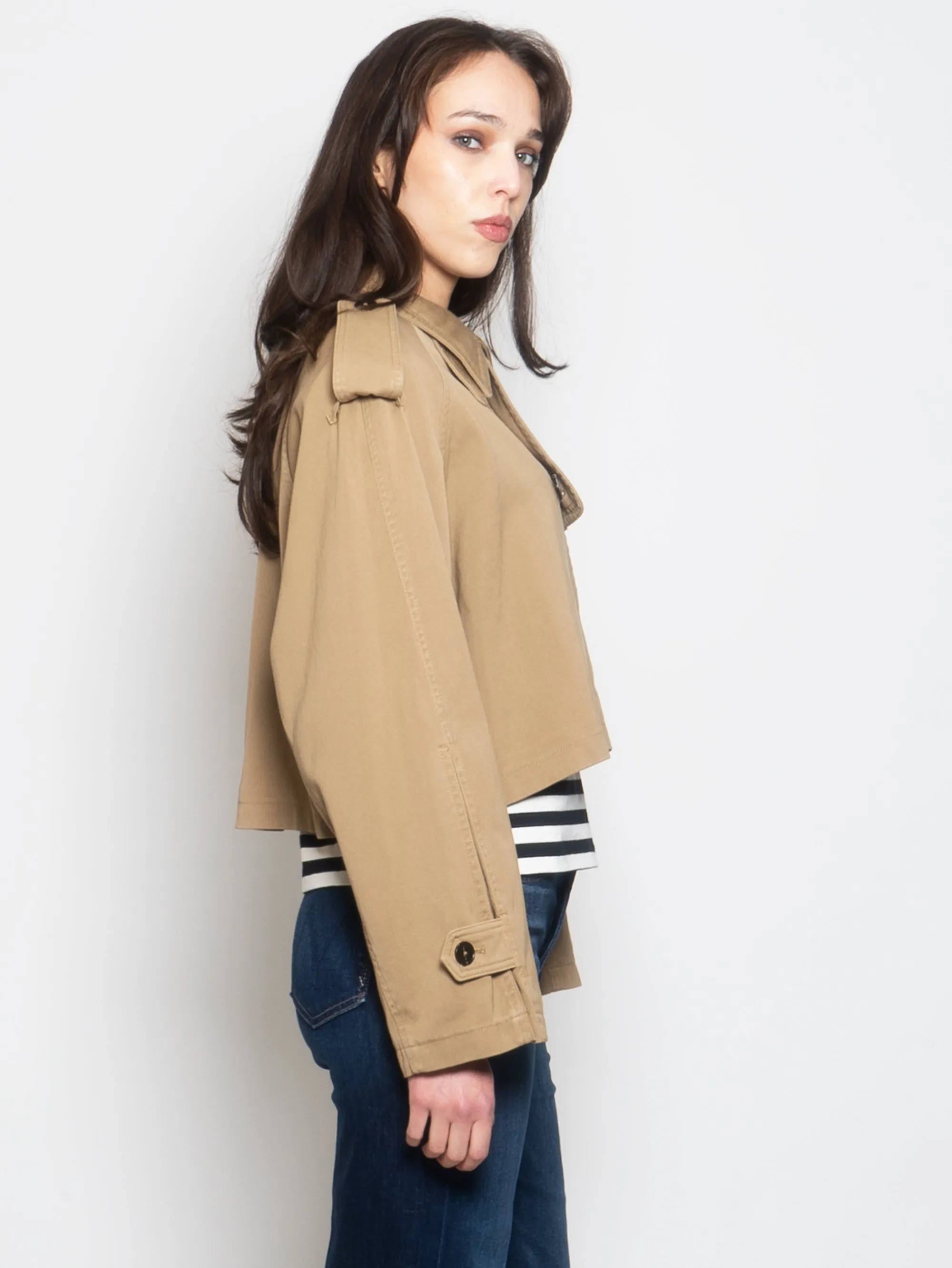 Giacca Corta Stile Trench Marrone