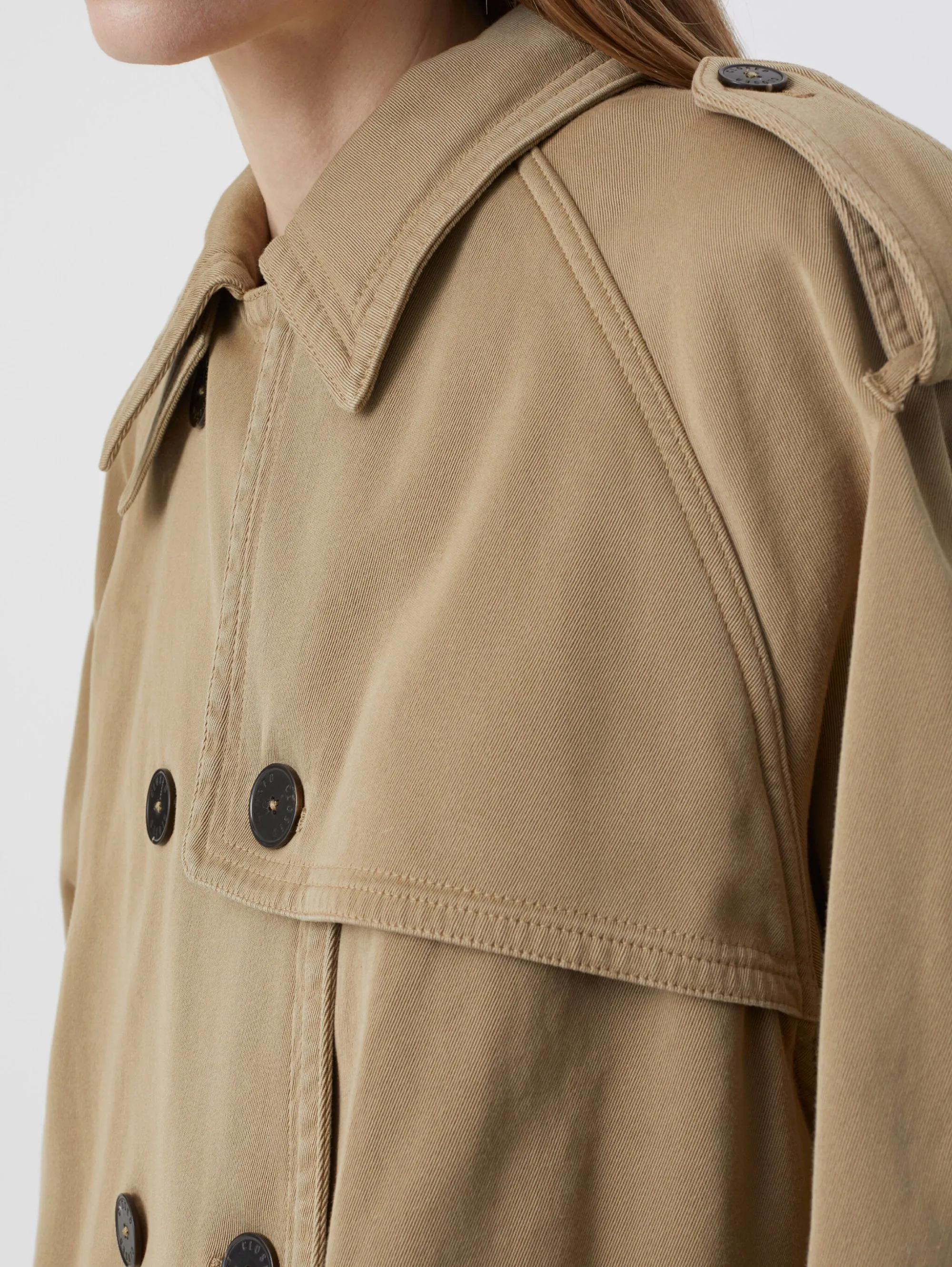 Giacca Corta Stile Trench Marrone