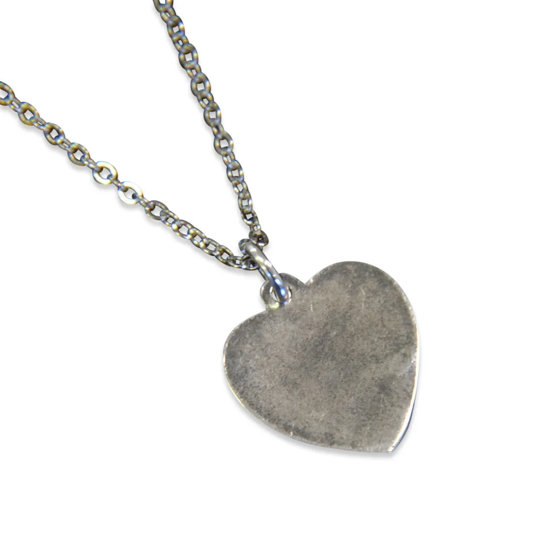 I Love You Vintage Heart Necklace Heart Charm Silver Necklace Vintage Trench Art