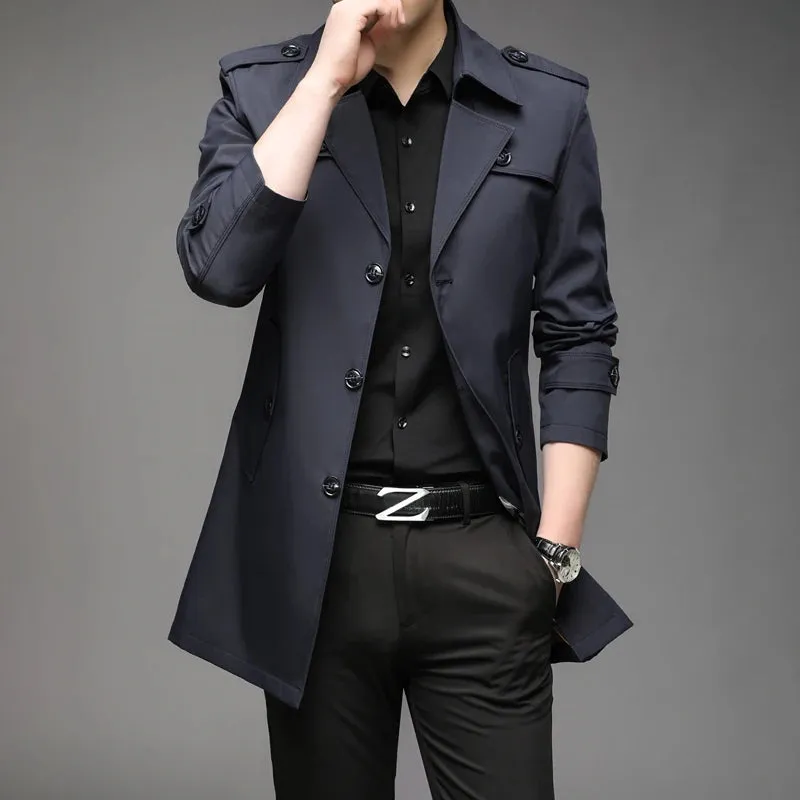 New Spring Men Trench Fashion England Style Long Trench Coats Mens Casual Outerwear Jackets Windbreaker Brand Mens Clothing