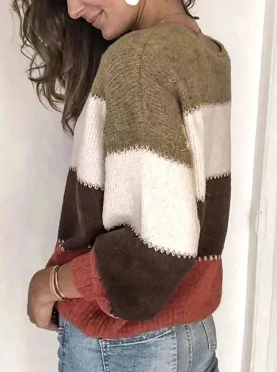 Stripe Block Jumper - Khaki