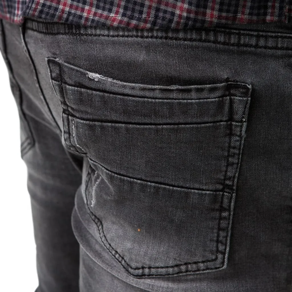 Trench Biker Skinny Jeans - Mid Black