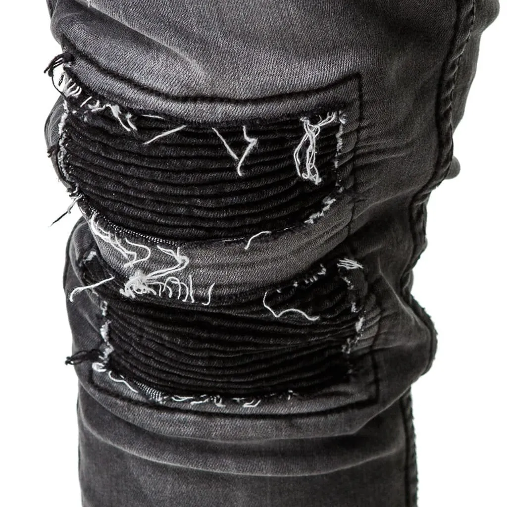Trench Biker Skinny Jeans - Mid Black