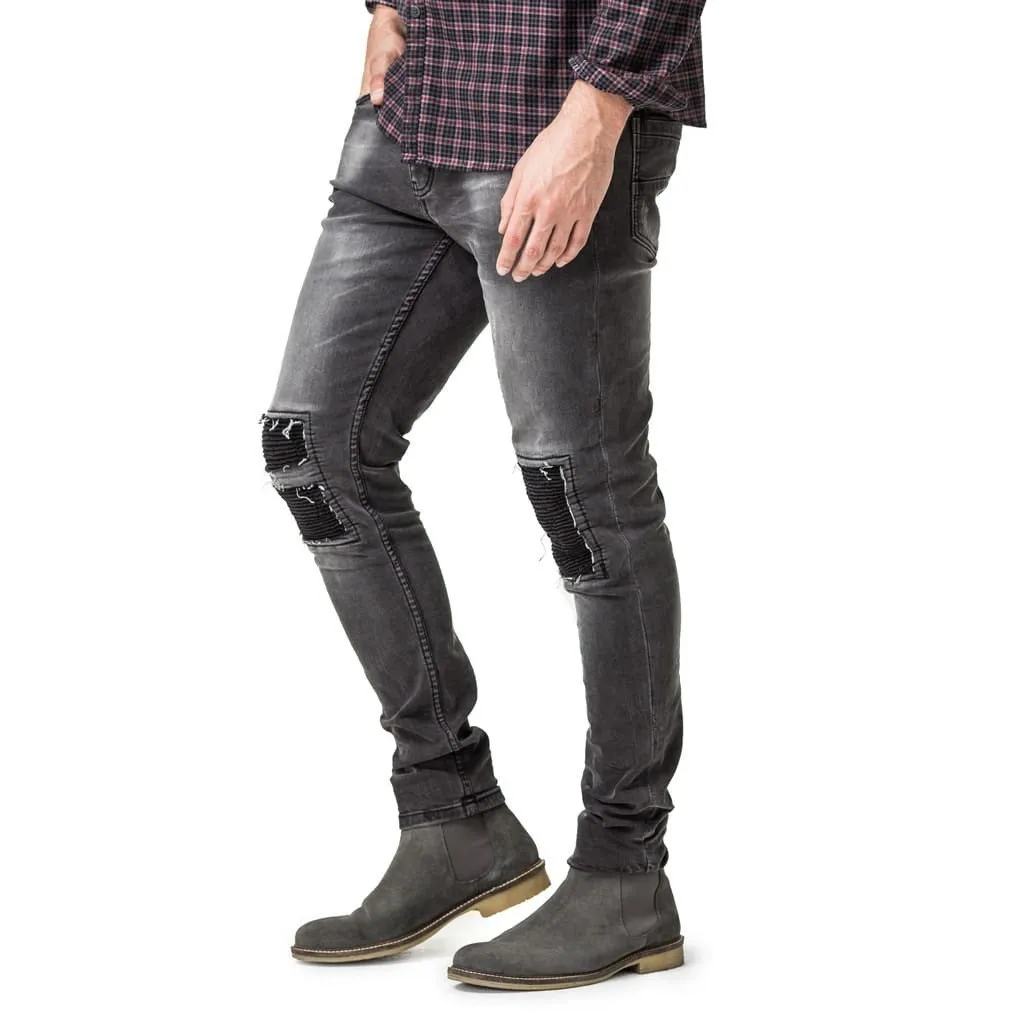 Trench Biker Skinny Jeans - Mid Black