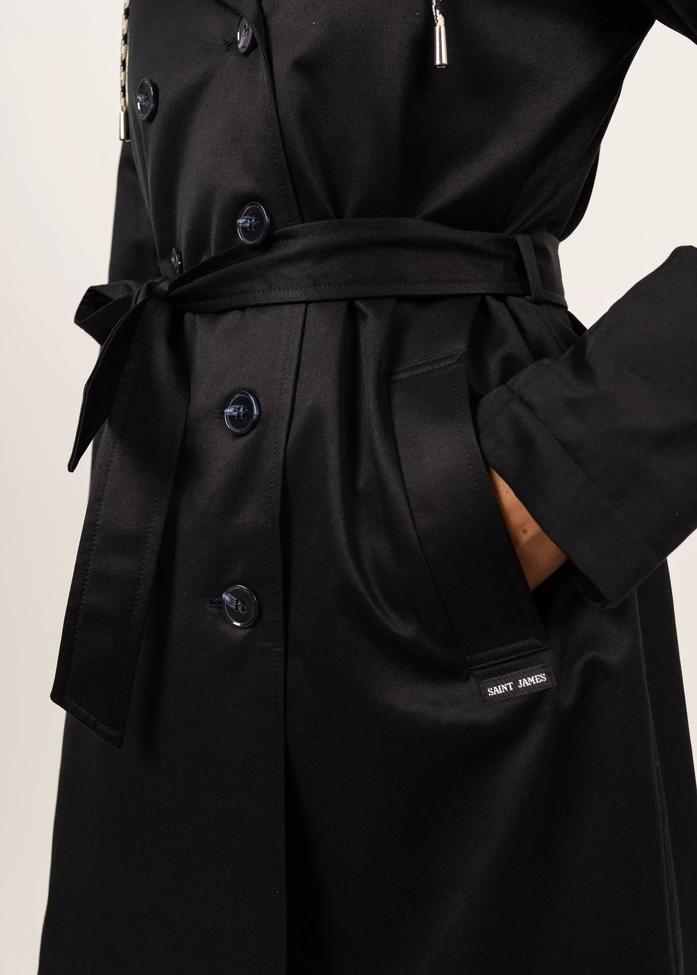 Trench à capuche Ste Honorine - en gabardine de coton (NAVY)
