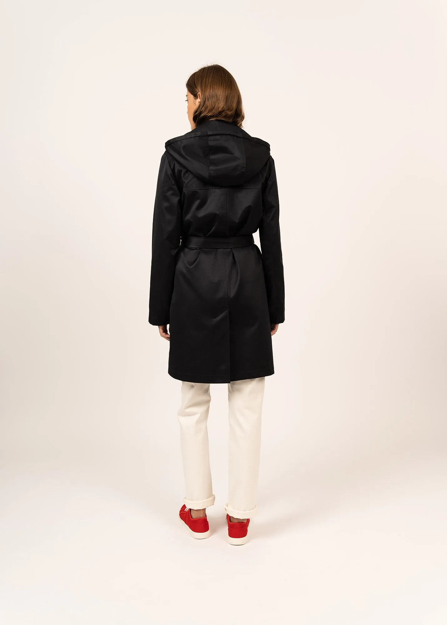 Trench à capuche Ste Honorine - en gabardine de coton (NAVY)