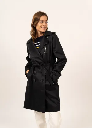 Trench à capuche Ste Honorine - en gabardine de coton (NAVY)