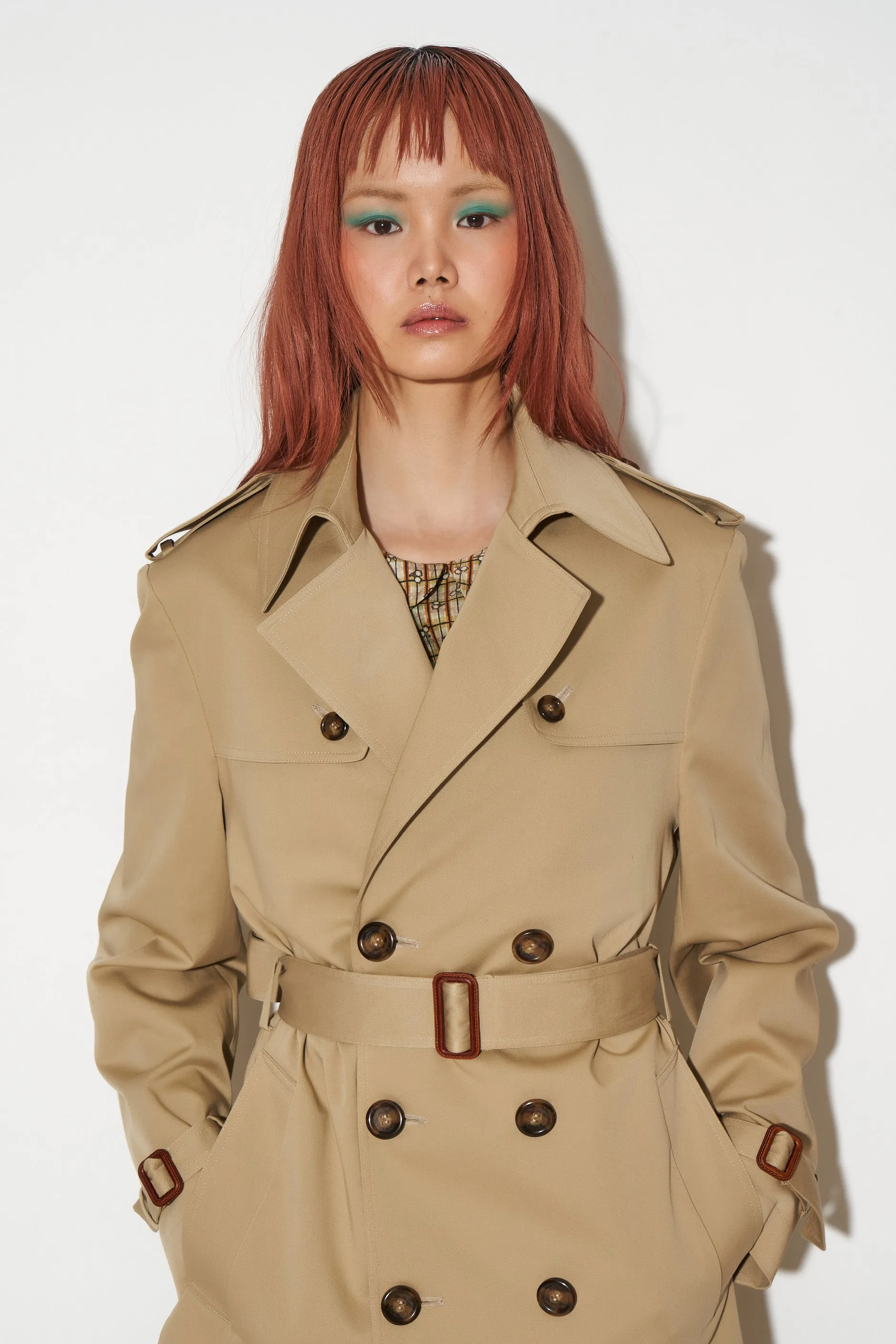 Trench long unisexe en gabardine de coton